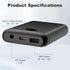 FERNIDA 10000mAh Pack 7.4V 5V/9V/12V Battery for DC Heated Vest, Pants, Shirt, Power Bank Type-C in&Out with Digital