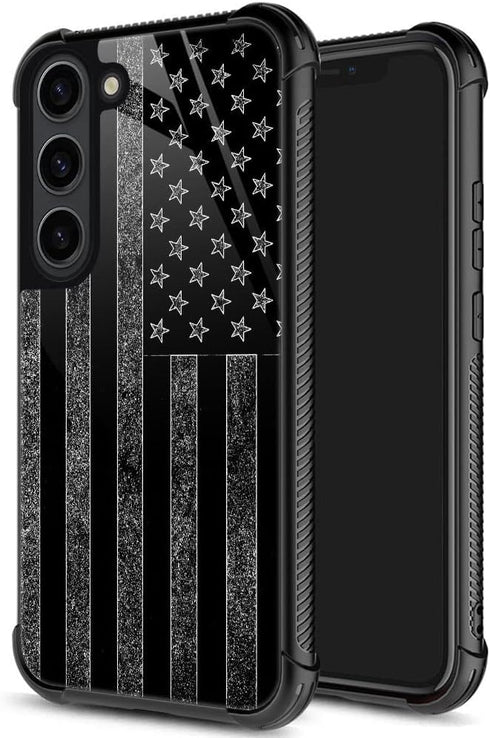 ZHEGAILIAN Samsung Galaxy S23 Case Compatible, Gray Flag Design, Shockproof Anti-Scratch for Boy Men