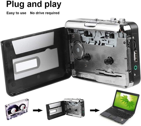 Hakeeta Cassette MP3 Cassette MP3 to Converter USB Player from Tapes to Converter Compatible with PC, Computer, Laptop