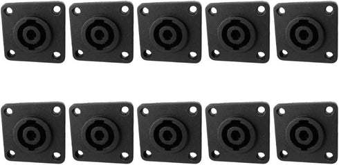 CESS Speaker Jack Twist Lock 4 Pole Square (Rectangle) - Speakon Female Socket Panel/Chassis Mount (10 Pack)