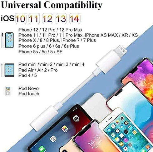 Lightning to 3.5 mm Headphone Jack Adapter, Apple MFi Certified, 3 Pack for iPhone 14 13 12 11 XS XR