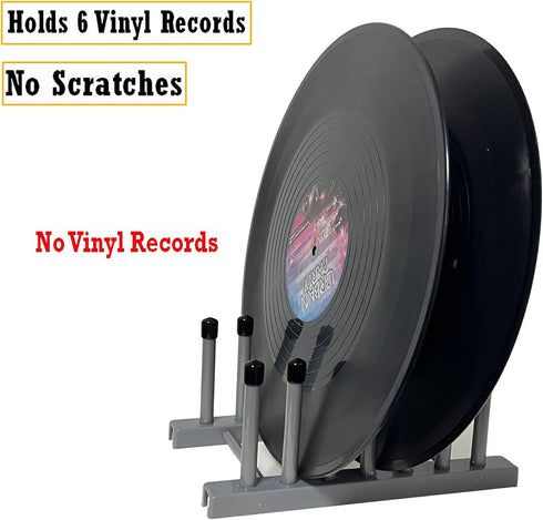 Pmsanzay Vinyl Record Storage Holder Stand, Cleaning Device Drying Rack for 12" and 7" Records, Grey