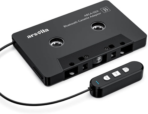 arsvita 5.1 Bluetooth Cassette Adapter, Car Audio Receiver, Hands-Free Call, Supports Micro SD Card, Black, Type BCA02