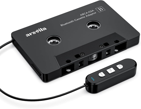 arsvita 5.1 Bluetooth Cassette Adapter, Car Audio Receiver, Hands-Free Call, Supports Micro SD Card, Black, Type BCA02