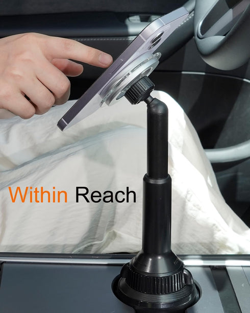 OQTIQ 360 3"-4" 12-17 Phone Cup Holder for Car Mount Compatible with MagSafe, Quick Extension Long Arm and Rotation