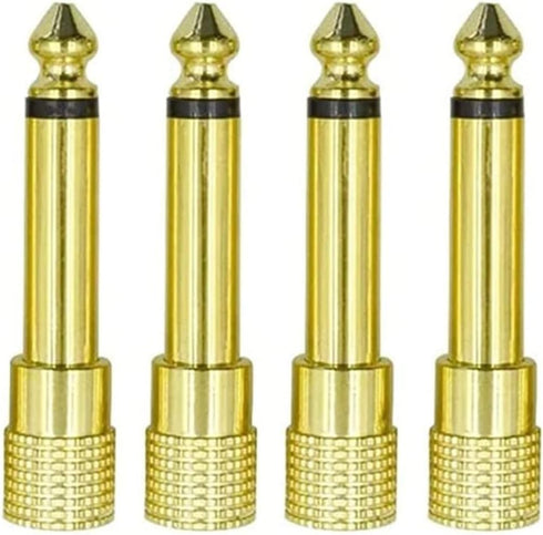1/4 Mono to 1/8 Mono Adapter, 6.35mm TS Male Plug to 3.5mm Female Audio Connector - 4 Pcs