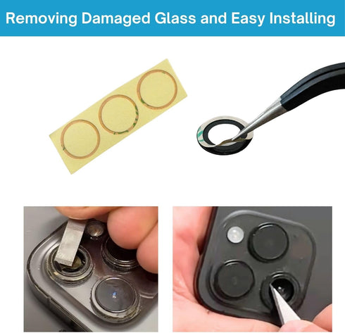 MEEFIX 2pcs/Set 15 Rear Camera Lens Replacement for iPhone Pro Max with Pre-Installed Adhesive & Heat Protective Films