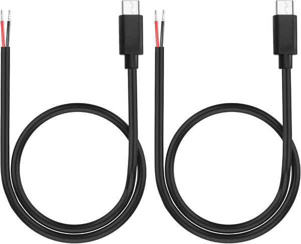 USB Type-C 2 Pin Bare Wire Cable,5V 3A 22AWG USB C Male