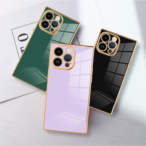 SAKUULO iPhone 13 Pro Case, Green Cute Gold Plating, Soft TPU Shockproof, Full Camera Protection Bumper Cover