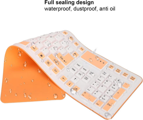 GOWENIC Foldable Silicone Keyboard, 106 Keys Roll Up USB Wired Waterproof Keyboard for PC Laptop Notebook, Full Size