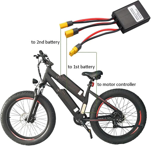 Electric Bike Dual Battery Discharge Converter 30A 24-72VDC, Dual Battery Pack Switch Balancer with XT60 Plug for 500w
