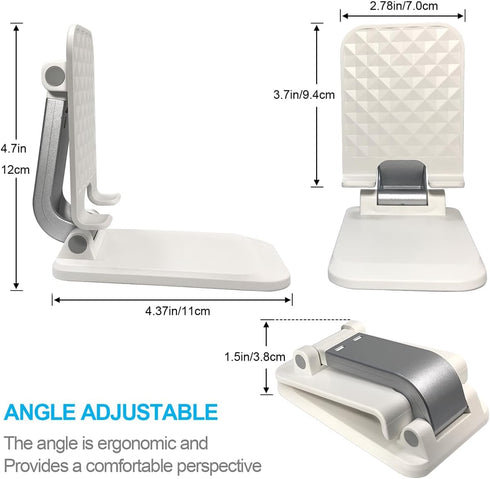 POQOD 16 15 14 13 12 11, Foldable Cell Phone Stand for Desk, Fully Adjustable Phone Holder for Desk Compatible