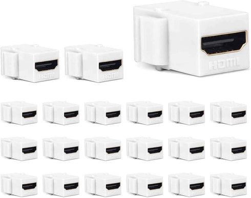 HDMI Keystone Jack 4K, 20 Pack HDMI Keystone Insert Female to Female Coupler Video Adapter (White)