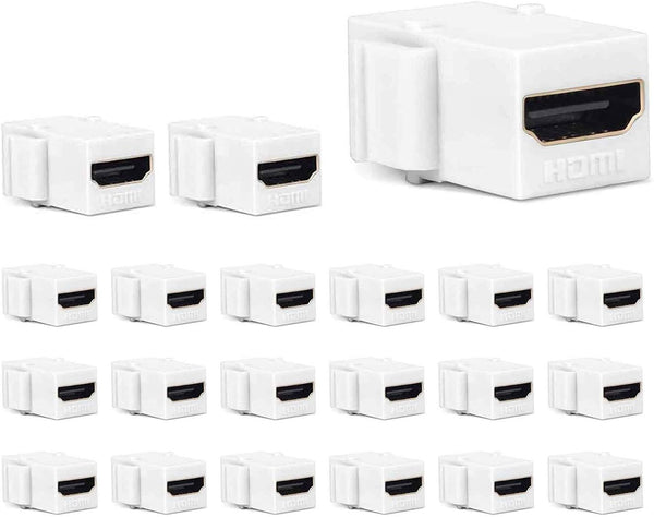 HDMI Keystone Jack 4K, 20 Pack HDMI Keystone Insert Female to Female Coupler Video Adapter (White)