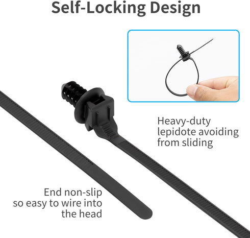210 PCS Universal Nylon Push Mount Cable Zip Ties, Heavy Duty Self Locking UV Resistant Wire Ties, Assorted Sizes