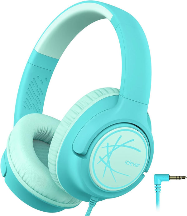 iClever Kids Headphones with Cord, 85dBA Safe Volume Wired Headphones, Stereo Sound, Over Ear Kids Headphones for School