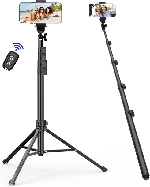 EMART 63" Phone Tripod for iPhone & Selfie Stick, Adjustable Cellphone Tripod Stand