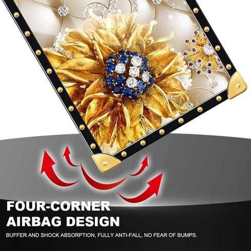 Diamond Sunflower iPhone 15 Plus Case for Women, 6.7" Soft TPU & Hard PC, Shockproof Luxury Protection.