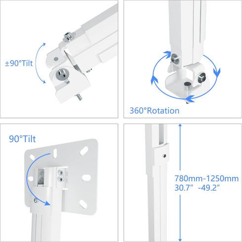 suptek 49inch Extended Mini Projector Ceiling Mount, Adjustable Wall Mount with Thread Adapters for Projector