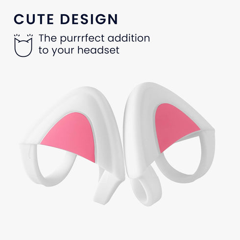 kwmobile Cat Ears for Overear Headphone (Set of 2), Fits Headbands 1" to 1.5" Diameter, White/Dark Pink