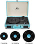 Feir 3 2 Vinyl Stereo Blue Record Player Speed Portable Turntable Suitcase Built in Speakers RCA Line Out AUX Headphone