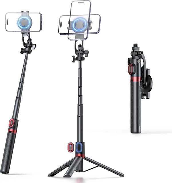 REQO Magnetic Tripod for iPhone and Android,Samsung Phones,51" Selfie Stick Tripod Mount with