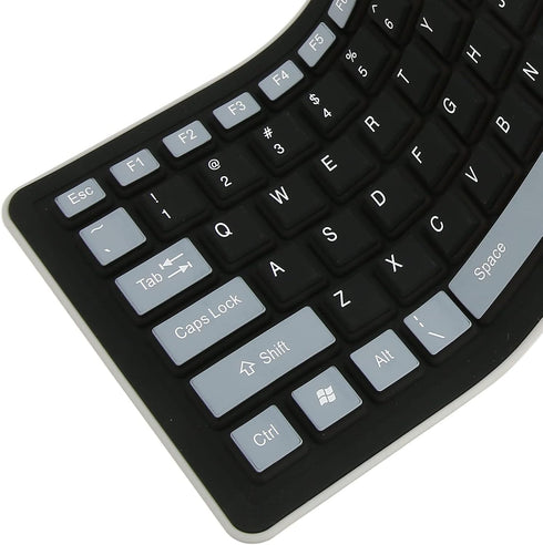 Silicone Keyboard, Foldable Soft Waterproof Rollup Keyboard for PC Laptop Notebook, 103 Keys, Mute Typing, Lightweight