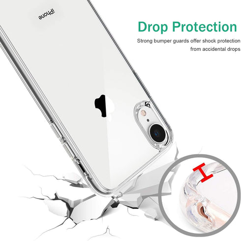 TENOC Phone Case for iPhone XR, Clear Shockproof Protective Bumper Slim Cover for 6.1 Inch
