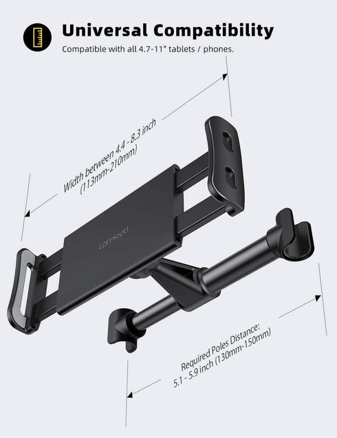 Lamicall Car Headrest Mount, Tablet Headrest Holder - Stand Cradle Compatible with iPad Pro Air Mini, Galaxy Tabs,