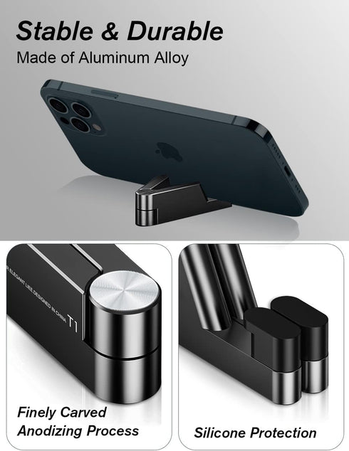 Cell Phone Stand, Phone Stand for Desk, Foldable & Portable iPhone Stand, Phone Holder Stand Compatible with All Mobile Phone, iPhone, iPad Mini, Tablet 4-10.5" (Black)