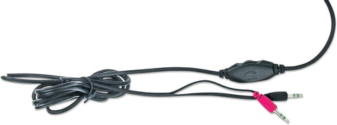 Manhattan Lightweight Over-Ear Stereo Headset, 6 ft. Cable, Two 3.5 mm Plugs, Adjustable Microphone