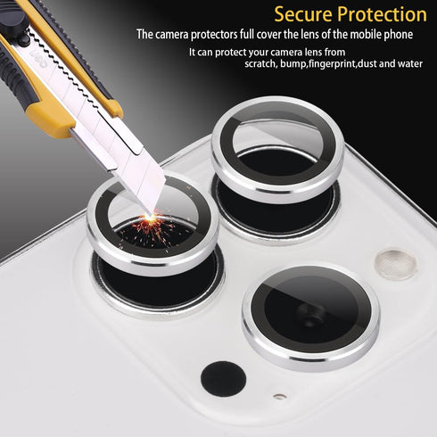Camera Lens Protector for iPhone 13 Pro & Pro Max, Tempered Glass Lens Protector with Aluminum Alloy Ring, Fits for