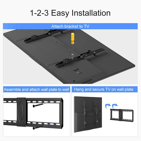 Suptek MT5082 Tilt TV Wall Mount Bracket for Most 37-82 inch TVs, Max 600x400mm VESA, 132lbs Capacity, Low Profile