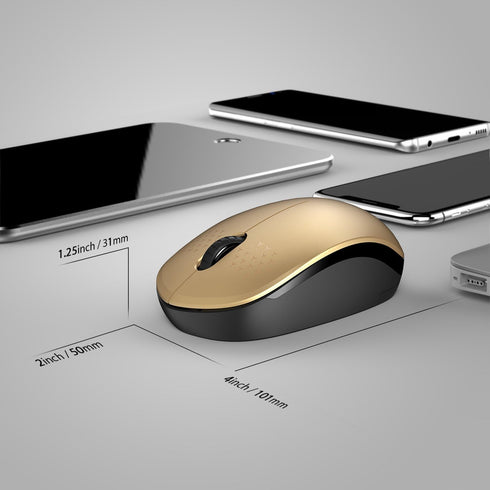 seenda Wireless Mouse with Nano USB Receiver, Noiseless 2.4G Wireless Mouse for MacBook, Notebook, PC (Black & Gold)