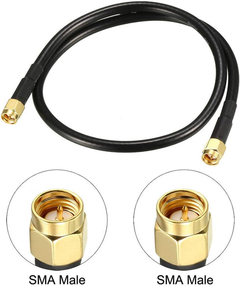 uxcell Antenna Extension Cable - SMA Male to SMA Male Coaxial RG58 50 Ohm, 1 ft