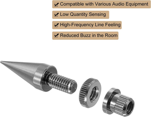 8 MECCANIXITY Pcs Black Speaker Spike Kit Shockproof Adjustable Copper Speaker Spike Isolation with Speaker Spikes Pads