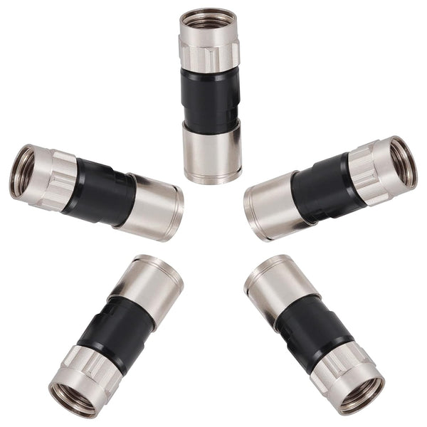 5 Pack Weatherproof RG6 Compression Connectors, 75 Ohm F Connector with Conductive Washer for Coax Cable