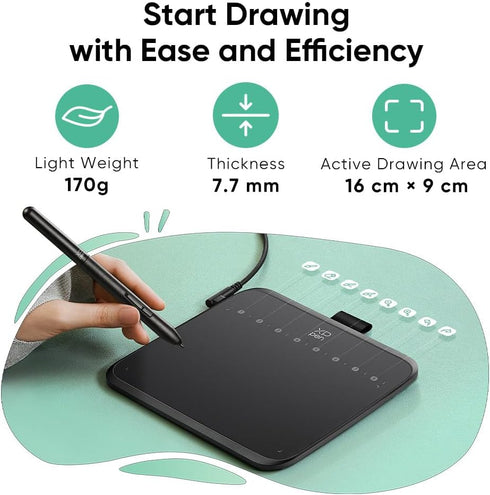 XPPen Deco 640 Drawing Tablet with 16384 Pressure Levels, Battery-Free Stylus, 6*4 Inch OSU Graphic Tablet for Digital