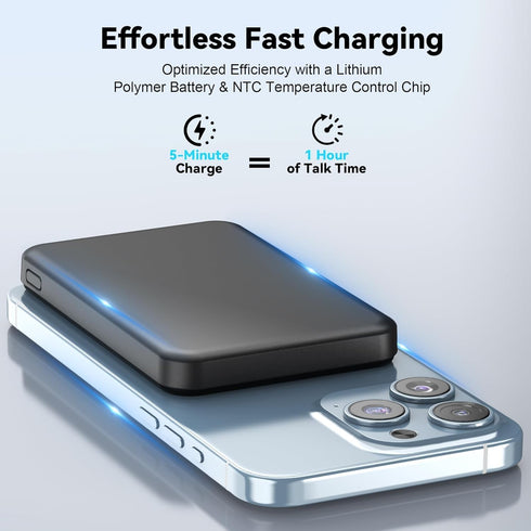 TONKEE 5000mAh,Magnetic Pack 16/15/14/13/12 Magnetic Power Bank Portable Charger for iPhone with Type-C Cable,Slim