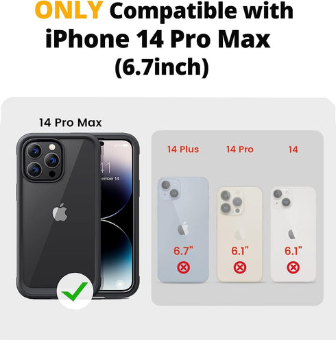 iPhone 14 Pro Max Privacy Case - Anti Peep, 9H Glass Screen Protector, Full Body Protection, MagSafe & Wireless Charger