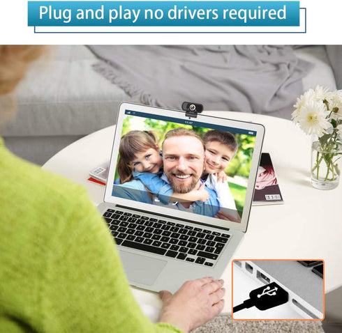 HZQDLN 1080P Webcam with Microphone, HD Webcam Web Camera with Tripod Stand, Widescreen USB Computer Camera, Streaming