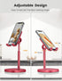 LISEN Cell Phone Stand, Angle Height Adjustable Stable Holder for Desk, Sturdy Aluminum Metal Phone Holder - Red
