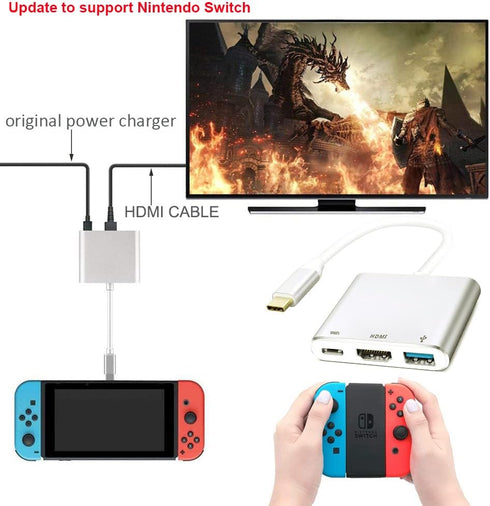 USB C to HDMI Adapter, USB-C Digital AV Multiport Adapter 4K HDMI Video Output, Compatible with iPhone 15 Pro Max