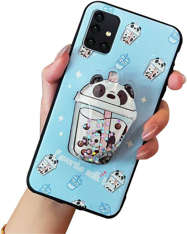 Cute Cartoon Case for Samsung Galaxy A71 5G, Slim Silicone Fit Protective Cover with 3D Liquid Glitter
