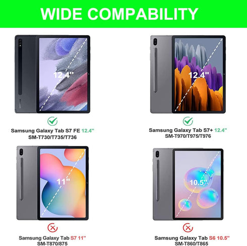 Keyboard Case for Samsung Galaxy Tab S9FE Plus/ S9 Plus/ S9+/ S8+/S8 Plus/ S7 FE/S7 Plus/S7+ 12.4" 2023 2022 2021 2020, Detachable Wireless Bluetooth Keyboard Case Slim Cover with Pen Holder(Black)