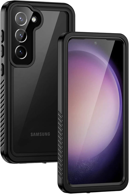 Lanhiem Galaxy S23+ Case, Rugged IP68 Waterproof & Dustproof Cover with Built-in Screen Protector, Black/Clear.