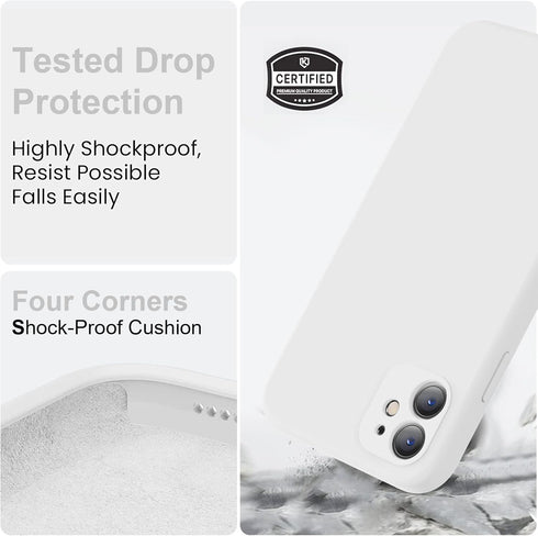 Vooii White iPhone 11 Case, Upgraded Liquid Silicone with Square Edges and Camera Protection for 6.1 inch