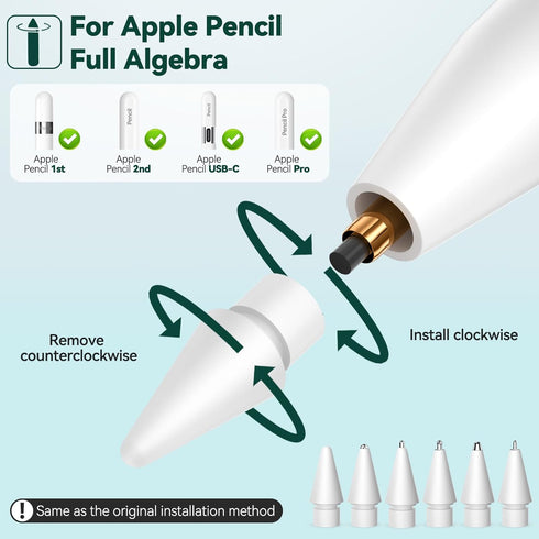 Inesore Pro/USB-C/1st Gen/2nd (12 Pack) for Apple Pencil Tips Accessories with Exquisite Pen Tip Storage Box,Upgraded