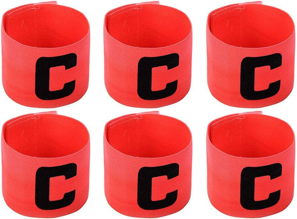 6 Pieces Adjustable Elastic Soccer Captain Armband Bands for Adult Youth Football Basketball Players