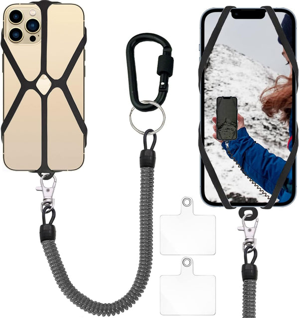 Cell Phone Lanyard Tether, 2 in 1 iPhone Lanyard with Carabiner Clip for Anti-Drop Outdoor Activities